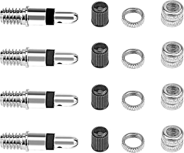 16-delars cykelventil Dunlop komplett set, adapter cykelventil + muttrar + ventil
