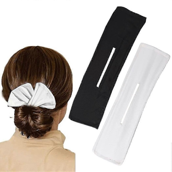 2 st Deft Bun Svart Hårsnodd Hårsnoddstillverkare Bun Crown Twister Tyg Magisk Klämma Fransk Twist Bun Shaper Hårsnodde