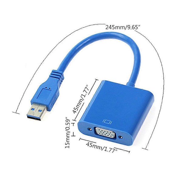 USB 3.0 til VGA Multi Display Converter for Win 7/8/10 Stasjonær PC Laptop