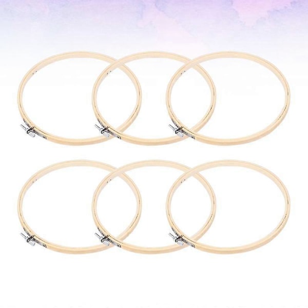 6 stk Broderisett Korssting Bambusramme Sirkel Broderiramme DIY Håndverk Sy Needwork Verktøy (15cm Khaki)