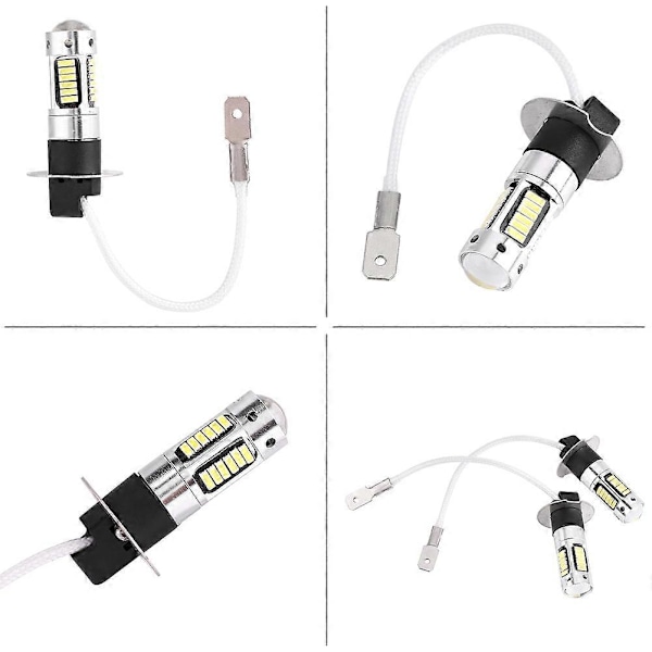 Par H3 4014 Hvite LED Bil Frontlys Tåkelys DRL Lyspære Lampe DC 12V