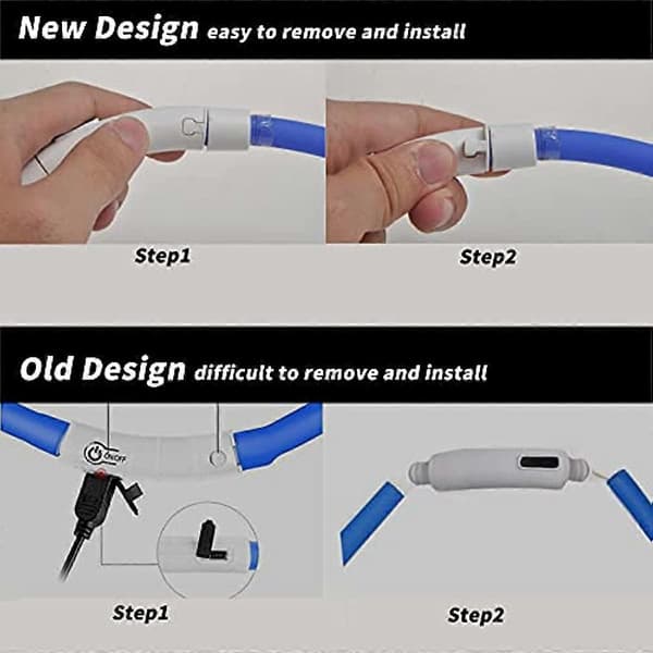 Sølv Lysende Hundekrage USB Oppladbar LED Blinkende Hundekrage med 3 Lysende Lysmoduser