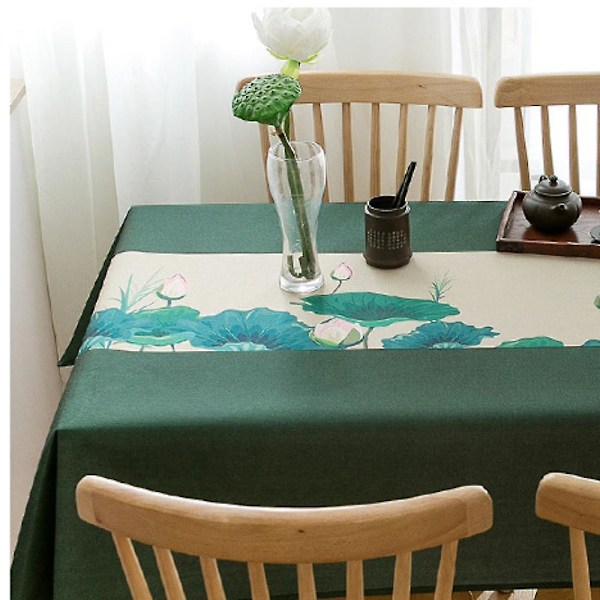 Duk, rektangulær, flekkbestandig trykk, polyester, vaskbar duk for buffetbord, høytidsmiddag, innendørs og utendørs bruk (55 tommer)