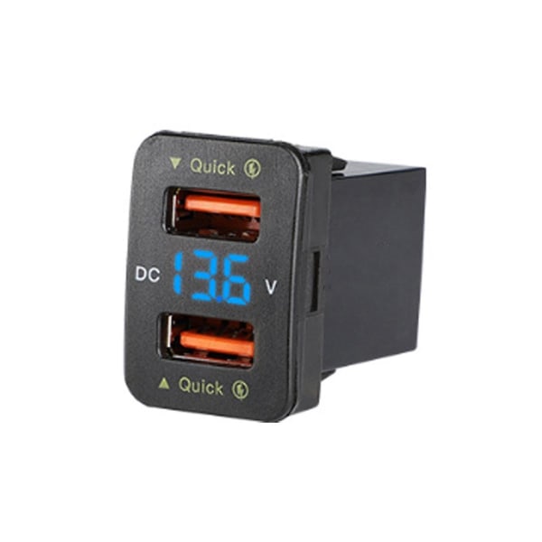 Qc3.0 Billaddare Dual USB -konverteringstillbehör för blått ljus Storlek: 33x23mm D 12/24v