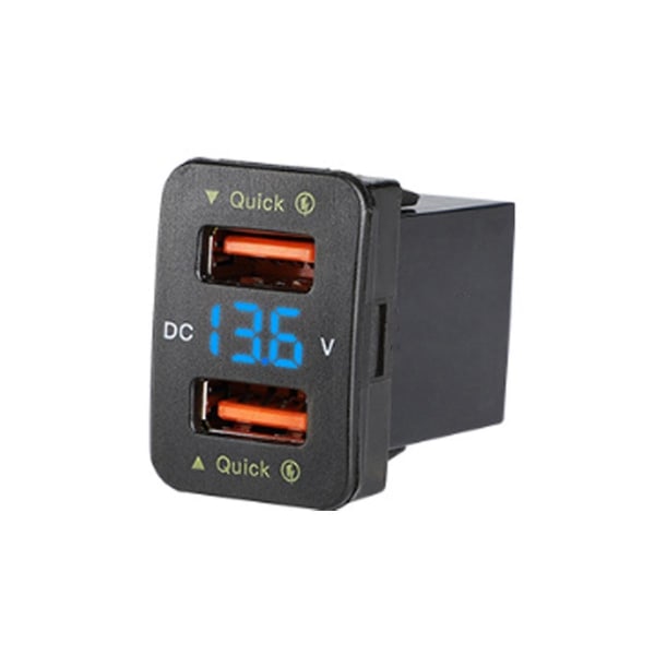 Qc3.0 biloplader dobbelt usb-konverteringstilbehør til blåt lys Størrelse: 33x23 mm D 12/24v