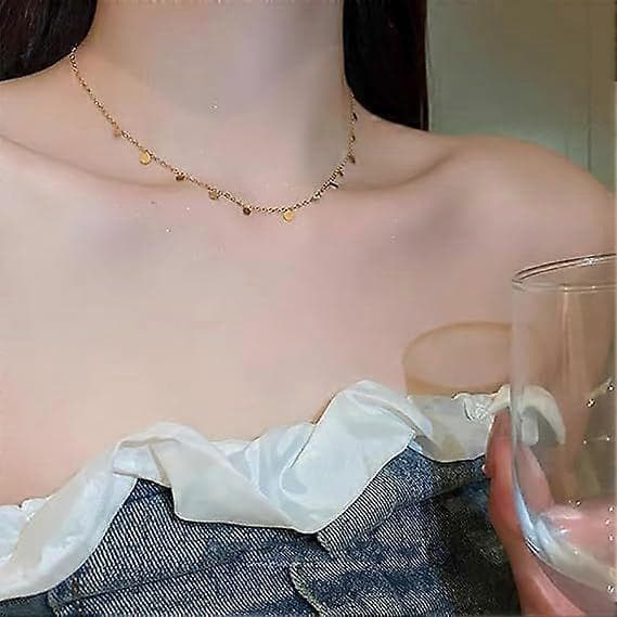 Delikat Multi Disc Choker Halskjede for Kvinner Jenter