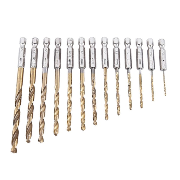 13 stk. HSS Titanium Belagt Bor Sæt Med 1/4 tomme Hex