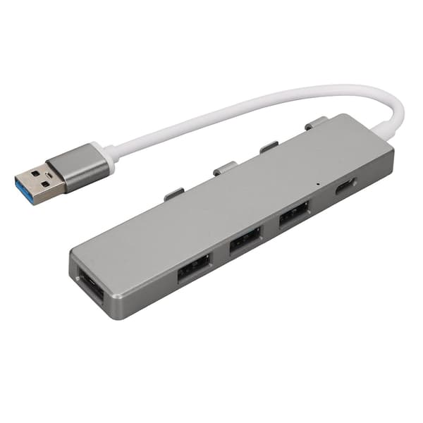 USB Hub Høj Hastighed 1xUSB3.0 Port 3xUSB2.0 Porte 1xUSB C Strømport USB3.0 4 Porte Hub USB Hub Multiport Adapter Grå