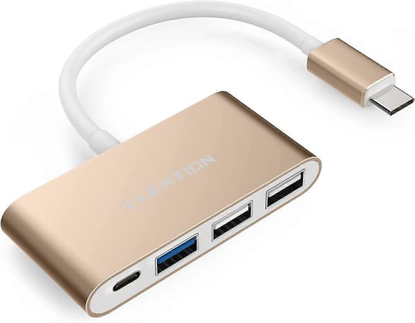4-i-1 USB-C Hub med Type C, USB 3.0, USB 2.0 Multiport Lading & Tilkoblingsadapter (CB-C13, Gull)