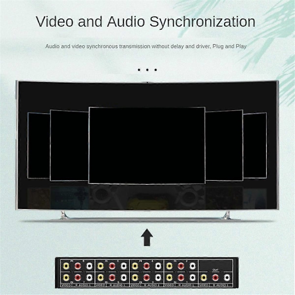 Åtte inn En Ut AV Bryter Velger Video L/R Audio Velgerboks 8-Port Kompositt Bryter Splitter f