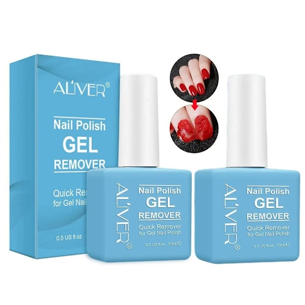 2 stk Ny Aliver Soak-off Gel Akryl Neglelakk Magic Quick Burst Manikyr Remover 15ml