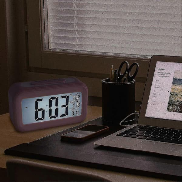 Digitalt batterivækkeur til soveværelset, LCD-display sengevækkeur med snooze
