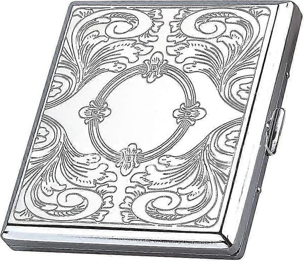 Sølv Metall Sigarettetui For 20 Sigaretter 85 Mm