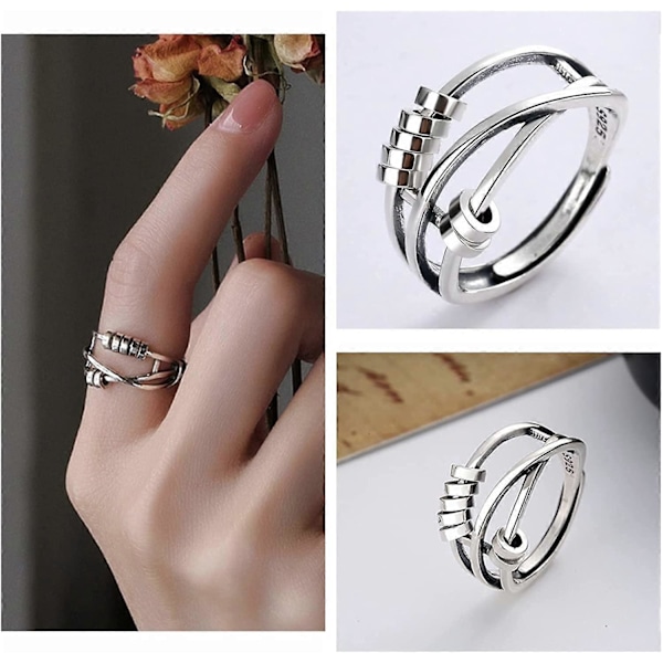925 Sterling Silver Ring för Kvinnor Män Fidget Fredsringar för Stresslindring