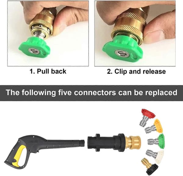 Adapter för högtryckstvättspistol med 1/4' invändig snabbkoppling, kompatibel adapter för Kärcher K2-K7, tillbehör för högtryckstvätt (B)