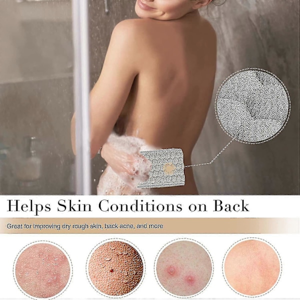 Exfolierande Ryggskrubbare & Svampkudde Set För Dusch, Bad Duschskrubbare För Kvinnor Och Män-AM