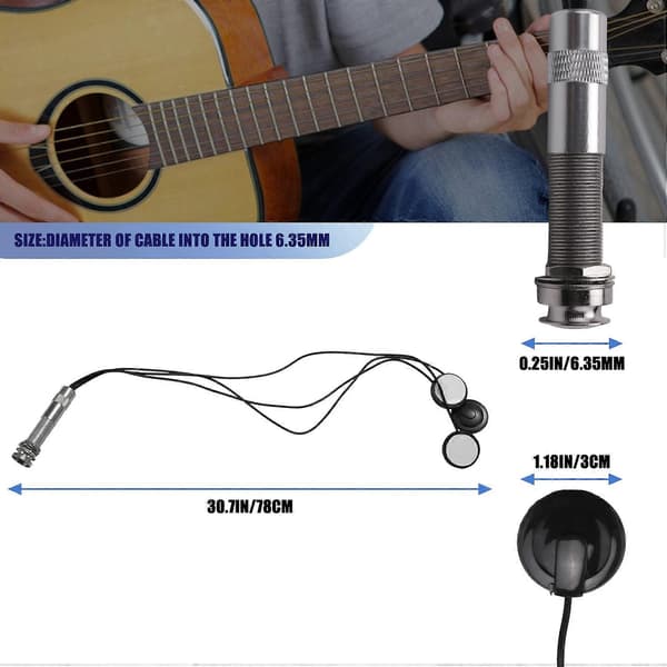 Universal Pickup Piezo 3 Transducer 6.35mm Til Akustisk Guitar Ukulele Mandolin