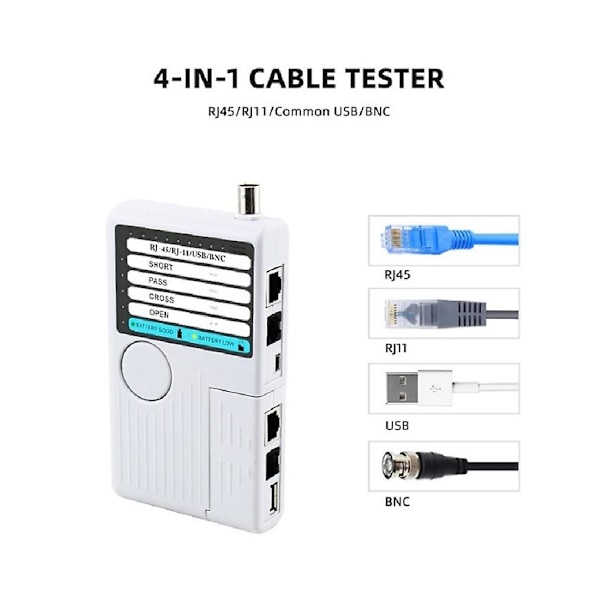 Noyafa Nf-3368 4-i-1 Nettverkskabel Kontinuitetstester Rj45/rj11/usb/bnc Lan Kabel Cat5 Cat6 Wiremap