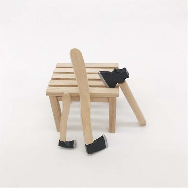 Miniature Mini Økse Til Dukkehus - Eventyrhave Dekoration - 1:12 Skala