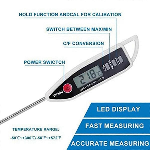 2 st Kötttermometer, Digital Instant-Läsning Kötttermometer, Kök, för Grill, Mjölk, Kaffe, etc