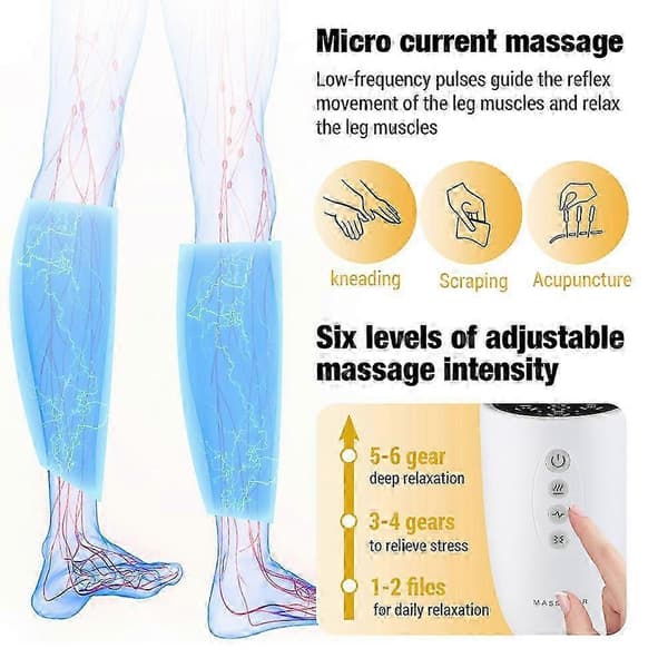 EMS Elektrisk Benmassage Luftkompression Vibration Varm Kompress Hjälper Blodcirkulation Smärtlindring Värmande Vadmassageapparat 2025