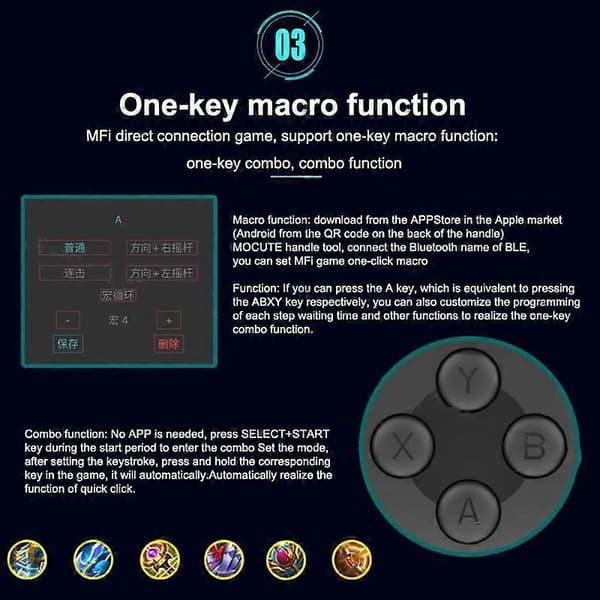 060 Teleskopisk Bluetooth Telefon Spillkontroller Joystick for Android Telefon PC