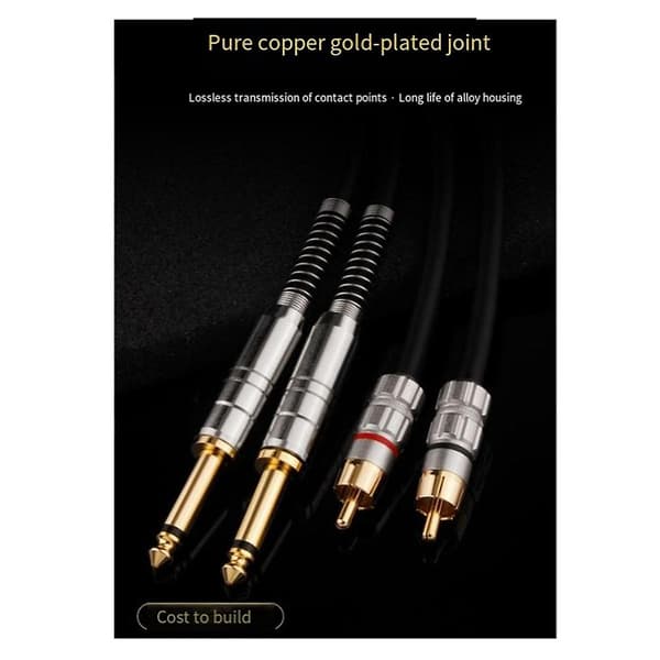 2M Lydkabel Dobbel 6.5 til 2RCA Lydkabel OFC 6.5mm til Dobbel Lotus Lydkabel 2 Par med 2 6.5