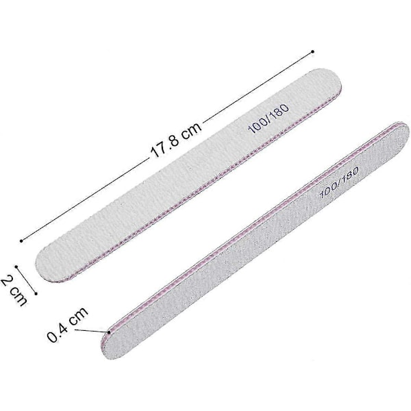 15 stk. Professionelle Neglefile, Dobbeltsidet Neglefil, 100/180 Grit Vaskbar Dobbeltsidet Smergellærred til Kosmetisk Manicure, Frisørsalon, Kæledyr, Homelil