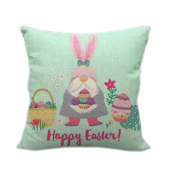 4 st Happy Rabbit Goblin Ägg Tryck Linne Påsk Kuddfodral Soffa Heminredning
