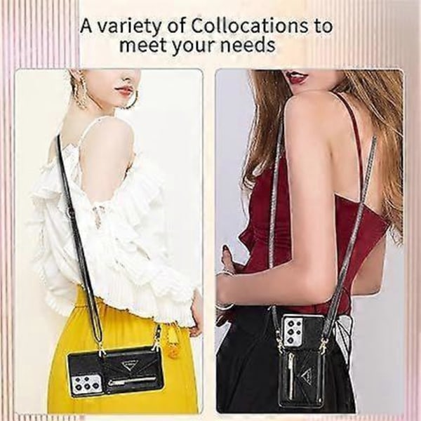 PU Läder Plånboksfodral för Samsung Galaxy S22 Ultra 5G Crossbody Fodral med Kreditkortshållare 6.8'', Dam Tjej Dragkedja Plånbok Ställ Fodral (röd, S22