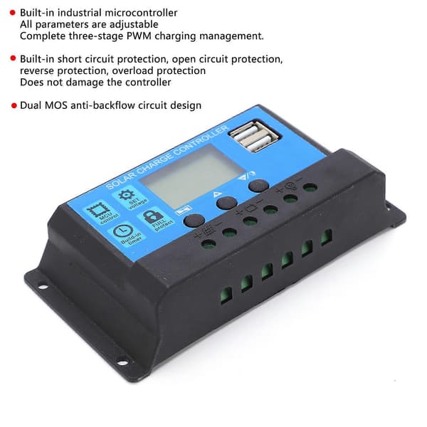 Automatisk Solcelleladningsregulator MPPT PMW Stor Effekt 5V 3A USB Udgang LCD HD Display