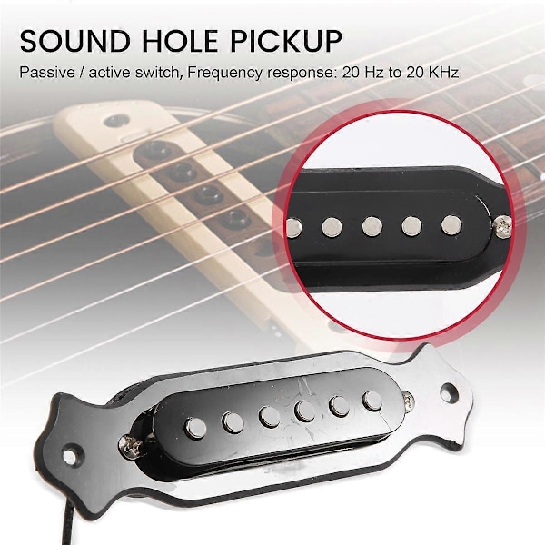 Magnetisk akustisk pickup til guitar Sort