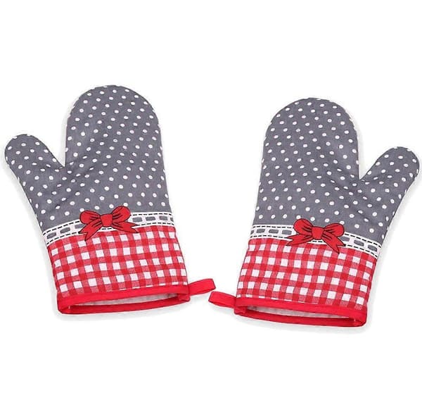 2-pack Grytlappar Isolering Handskar Värmebeständiga Halkfria Grillhandskar Polyester Bomull Bakhandskar