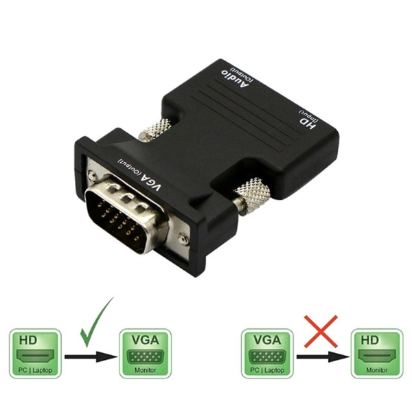 HDMI-kompatibel Hona till VGA Hane 1080p FHD Video Utgång för Laptop TV Monitor