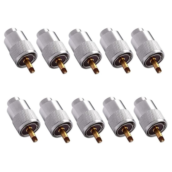 10 Pak UHF/PL-259 Loddekontakt Stik med Reducer til RG8X, RG8, RG59, LMR-400, RG-213 Koaksial