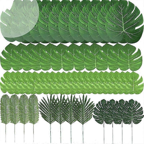 60 kpl 6 erilaista keinotekoista palmunlehteä trooppisia kasvien lehtiä keinotekoisia monsteran lehtiä varsia Havaijille