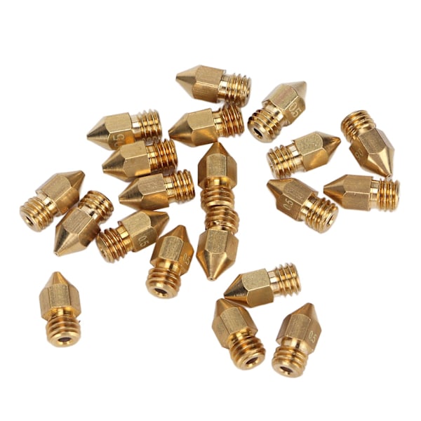 MK8 Munstycksset för 3D-skrivare - 20st 1.75mm M6 Gänga Polerade Extrudermunstycken med Förvaringslåda (0.5mm)