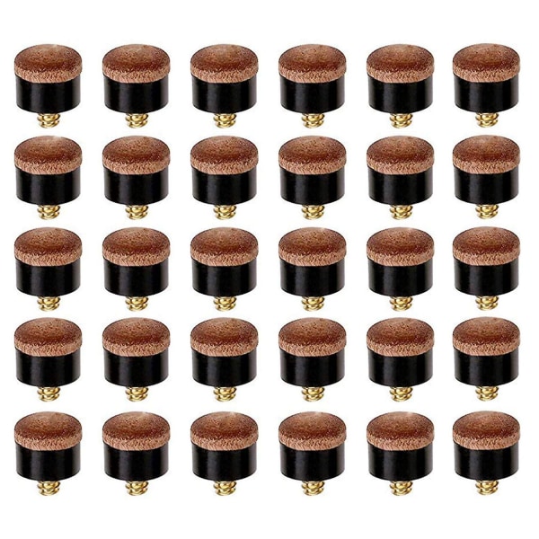 30 Pcs Billiard Pool Cue Stick Screw-on Tips 12mm Replacement Billiard Cue Tips Compatible Pool Cues And Snooker