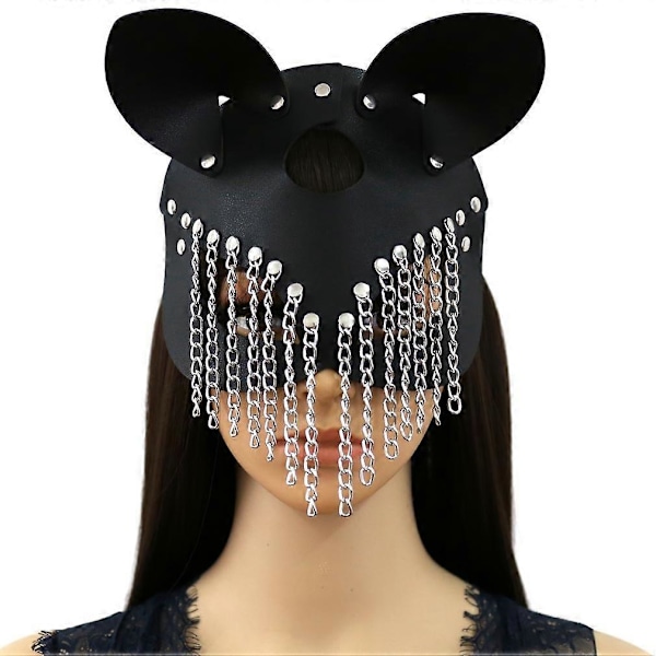 Personlig Kedjelädermask, Dekorativ Mask för Män och Kvinnor, Maskerad, Ögonmask