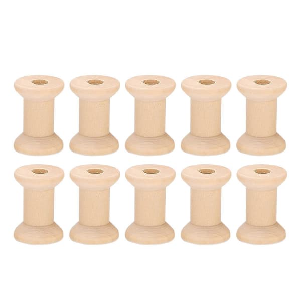 10 stk. Tomme trådspoler i træ, naturfarve 29 mm X 23 mm