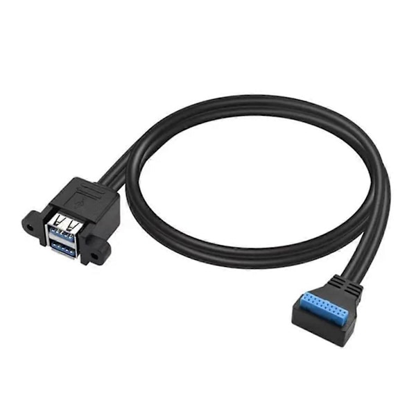 90 asteen ylös/alas kulma USB 3.0 19/20Pin - Dual USB-A naarasportti adapterikaapeli emolevyn sisäinen jatkojohto B