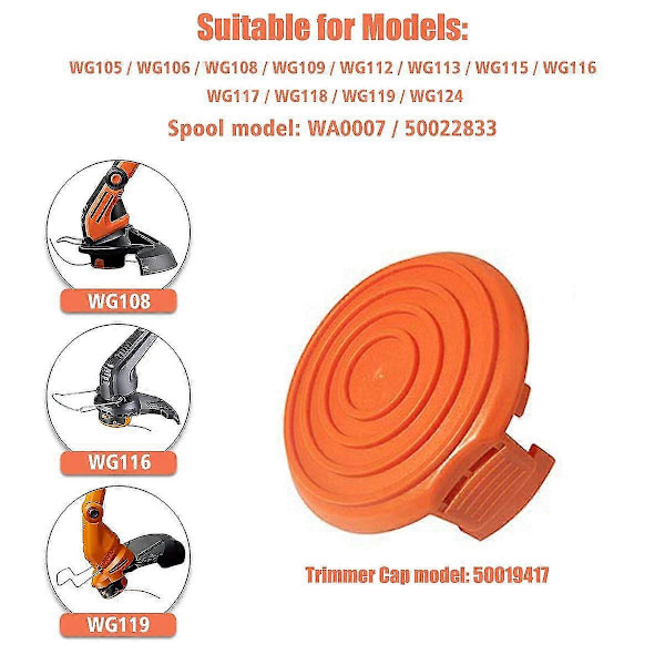 50019417 Spolelokkdeksel for gresstrimmere for elektriske gresstrimmere med ledning, reservedeler