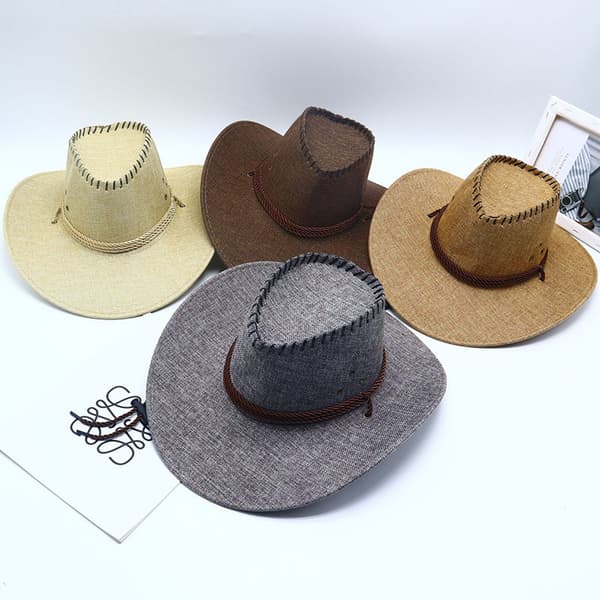 Sommerhatt herre western cowboyhatt utendørs solbeskyttelse ridderhatt dame reise stor brem solhatt E