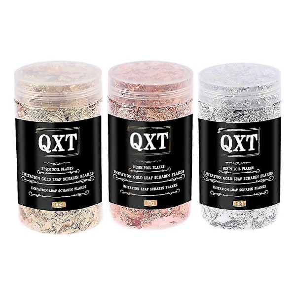 Komplett Sett Med Resin Lett Å Pakke Gullflak Resin Metallfolie 10g Tre Flasker