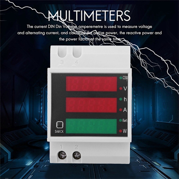 AC 200-450V effektmåler DIN-skinne type digital display ammeter voltmeter