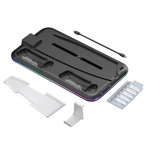 3 Mode LED Køleventilator til Stand 2 Controller Opladningsstation til Disc/Digital RGB Koldt Lys Sort