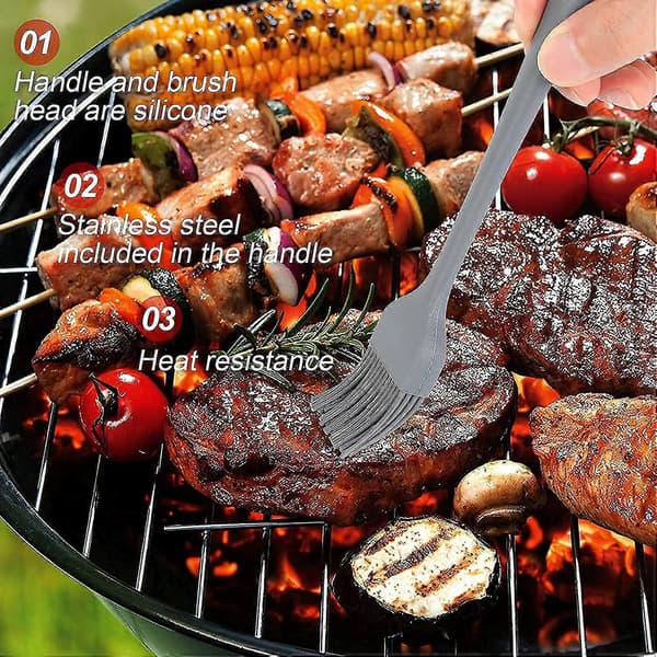 4 stk. Professionelt BBQ Sæt, Med Silikonehandsker og Oliepensel og 9 tommer 12 tommer Grillklemme