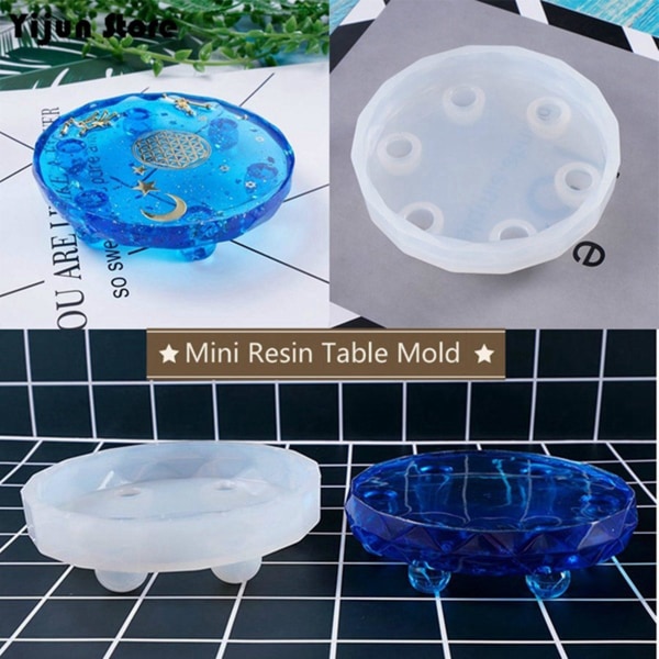 2x New Creative Mini Resin Bordform Silikonform Epoxy Mold Utstillingsbord Form Gjør-det-selv Crafting T
