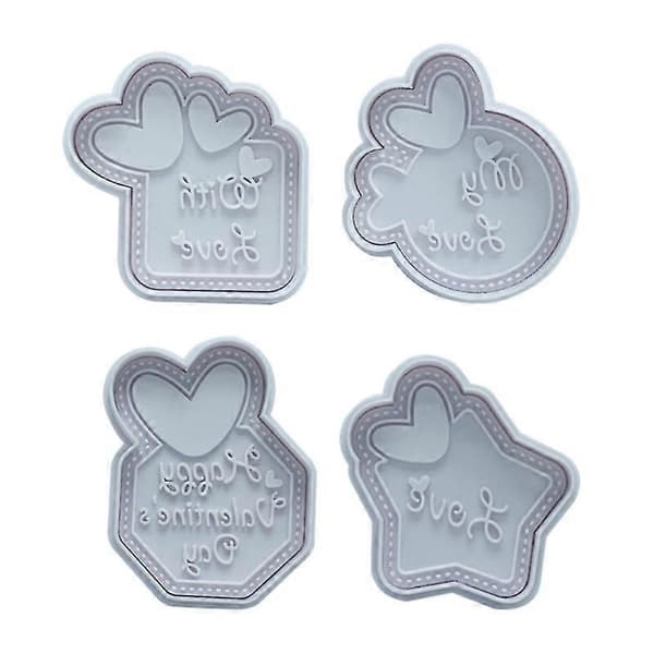 Sæt med 4 Kiksforme Kagedekoration DIY Printforme Husholdningsbagegadget