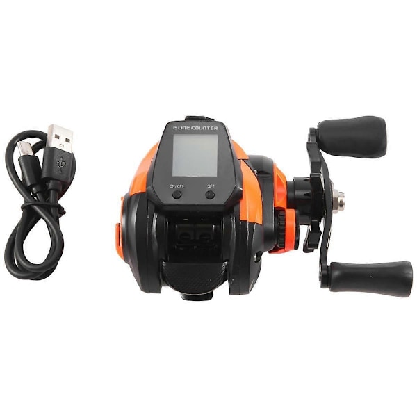 Elektroninen Baitcasting-kalastuskela LED-näytöllä USB- ja aurinkolatauksella 7.2:1 Merivesikela Oranssi Oikea